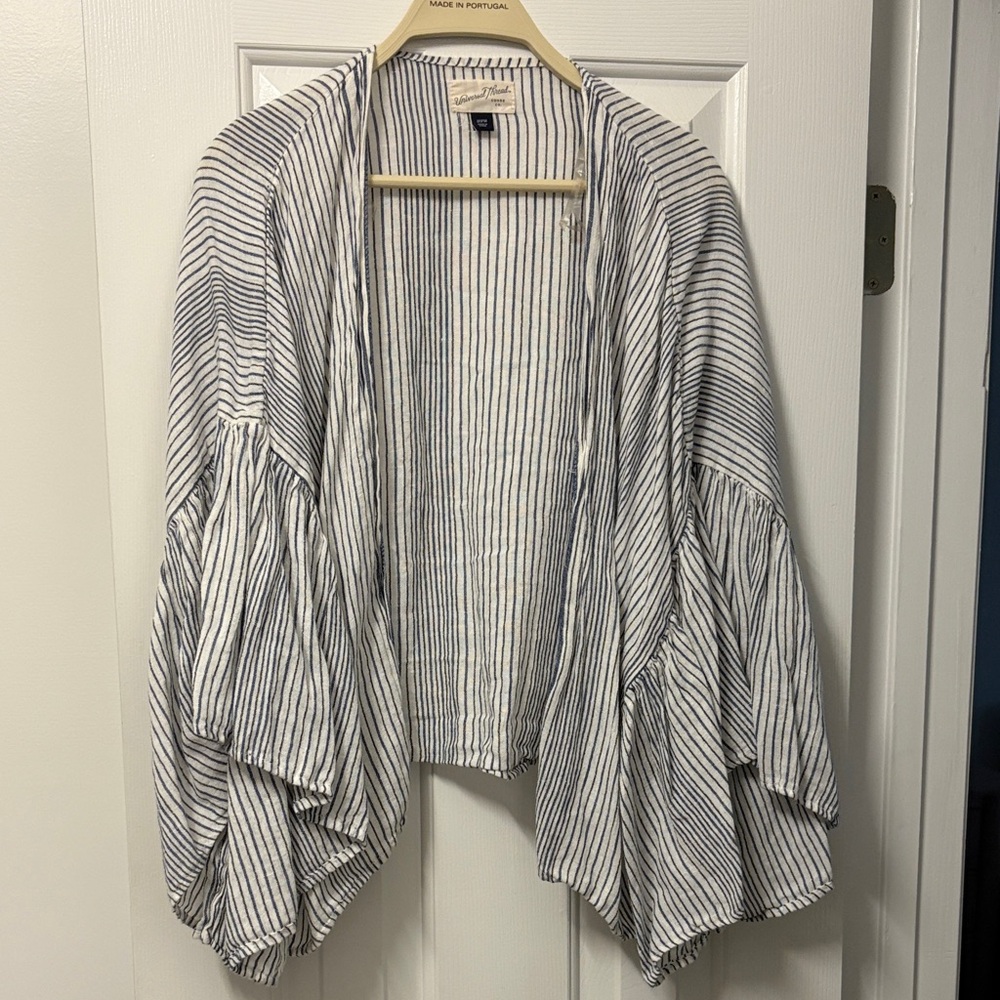 Universal Thread Striped Kimono Top - Blue and White